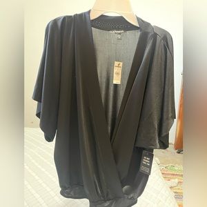 Express black low cut flowy bodysuit! New with tags!